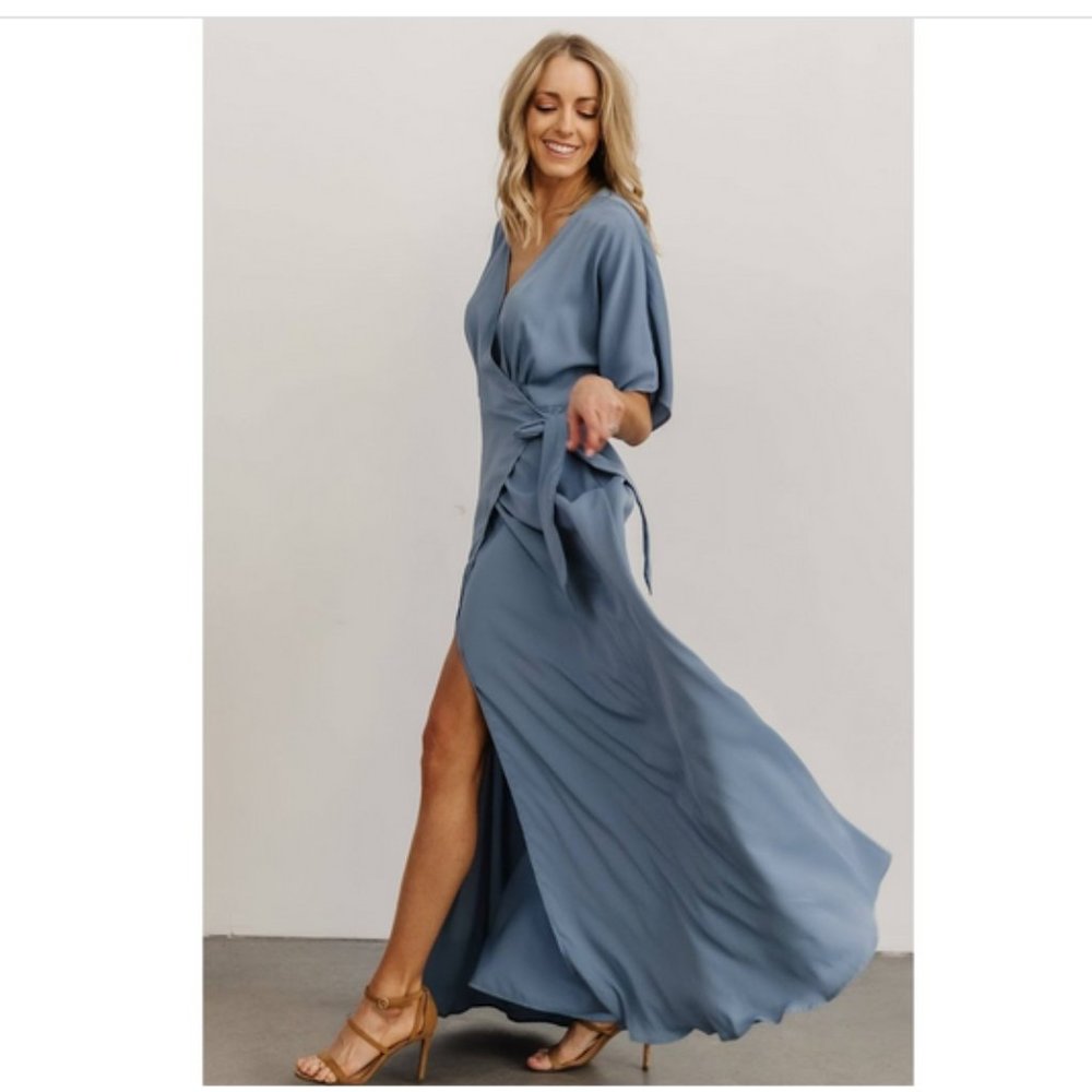 Blue Wrap Maxi Dress (NWT)